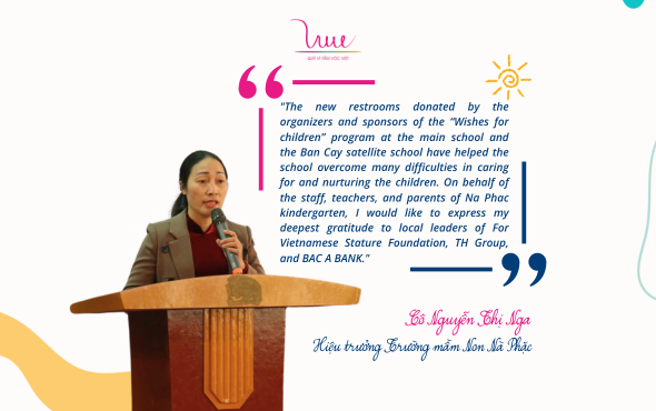 Sharing from Ms. Nguyen Thi Nga, Principal of Na Phac Kindergarten, at the inauguration ceremony of 15 new restrooms for students in Bac Kan province